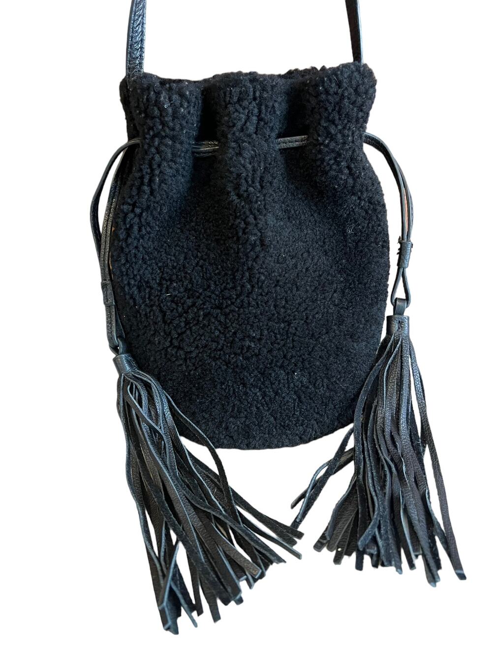 Anthropologie Miss Albright Genuine Shearling Sheep Skin Bucket Bag